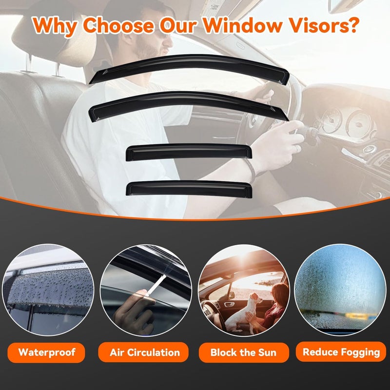 PLDDE Rain Guards Compatible with 2020-2025 Nissan Sentra,Tape-On Side Window Visor Wind Deflector Vent Visors Car Accessories 4pcs - Image 3